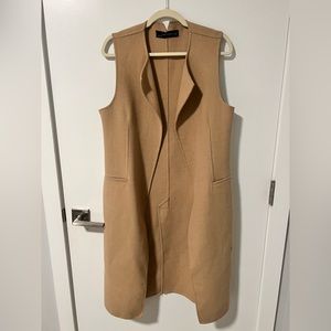 Zara Vest Coat - Camel Color - Wool Blend, Soft